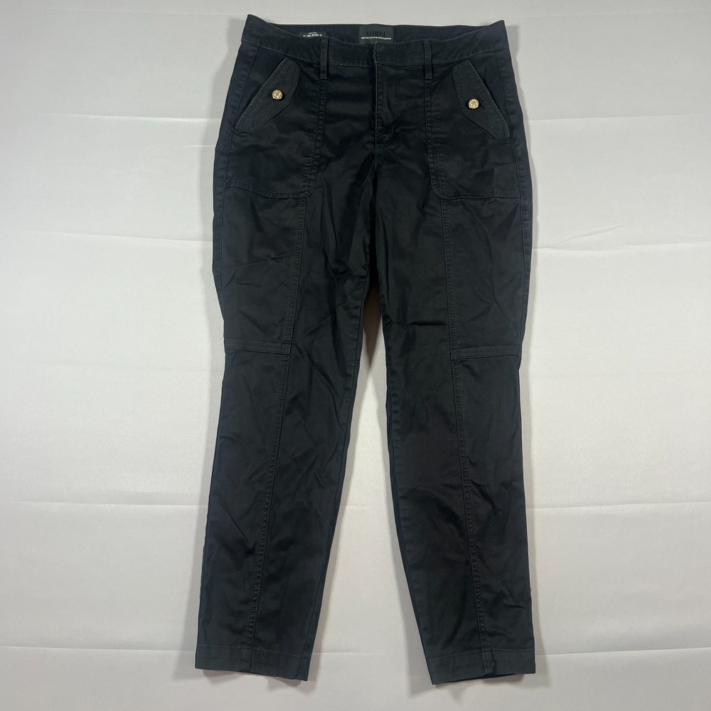 White House Black Market Slim Ankle Pants Women 10 Black Cotton High Rise Skinny
